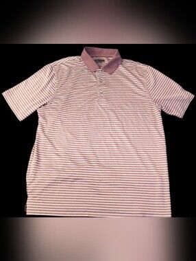 #MC35  Men's Mauve Stripe Performance Polo Shirt